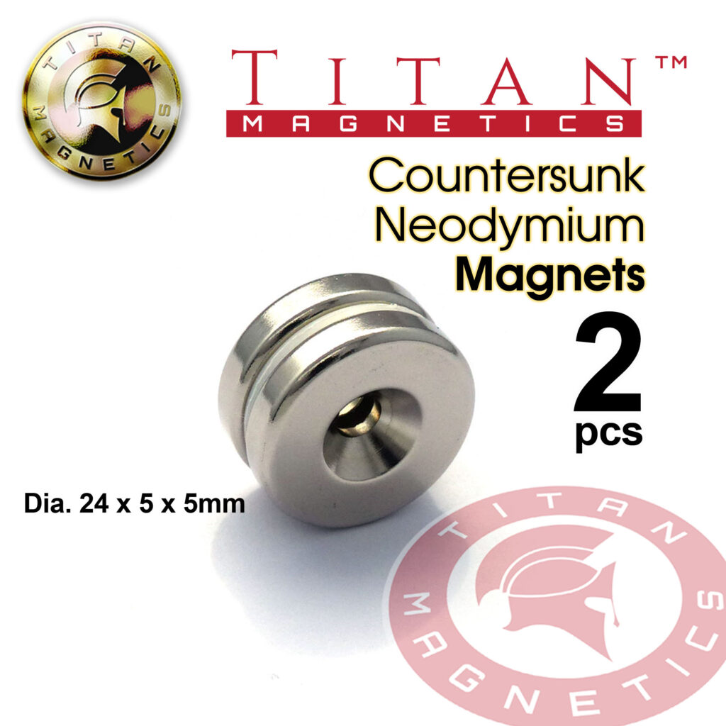 2pcs Countersunk Ring Neodymium Magnet D24x5x5mm
