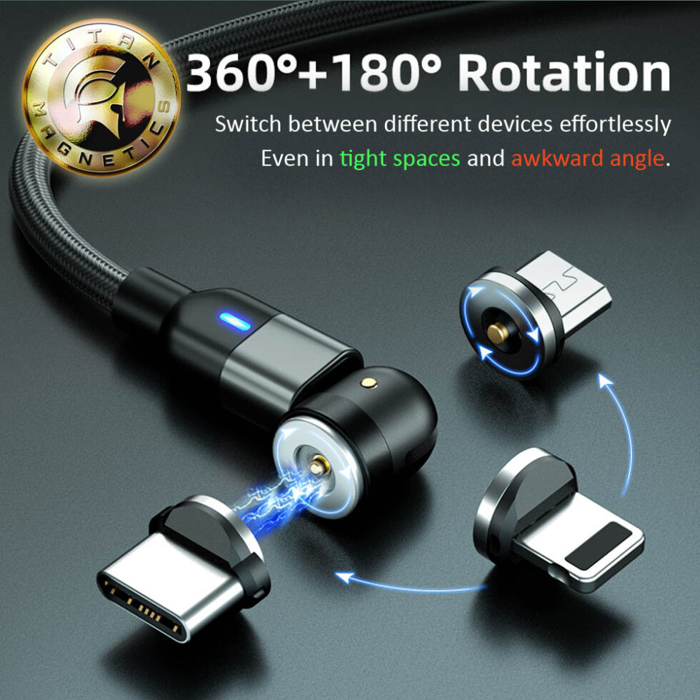 Data Blocker Universal USB Charging Cable 540° Swivel Rotate