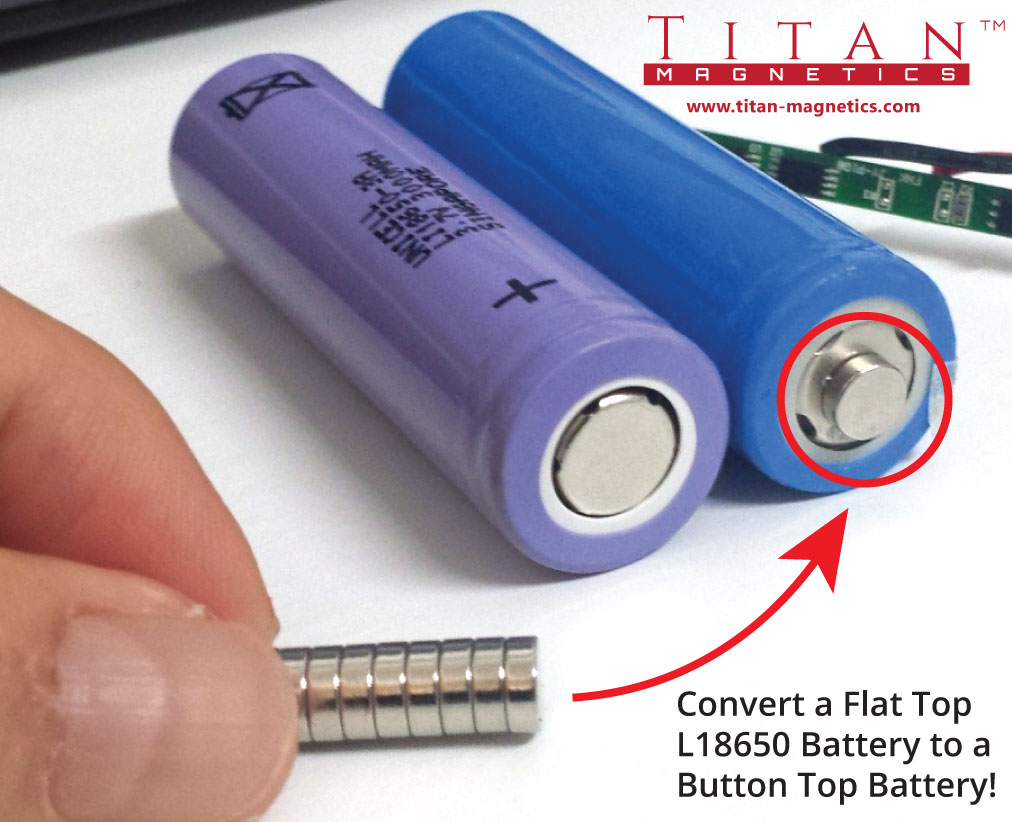 Convert L18650 Flattop Battery with Magnets Super Strong Neodymium 
