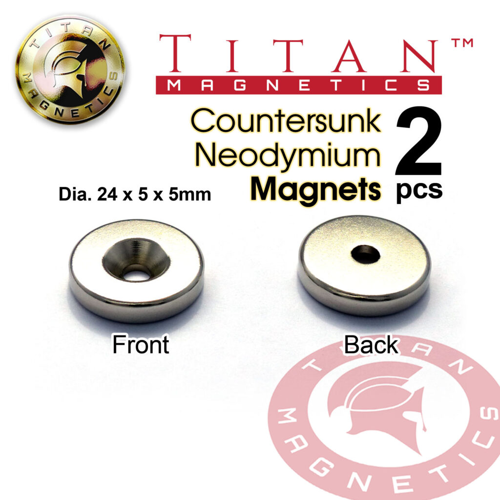 Countersunk Neodymium Magnet D24x5x5mm 2pcs