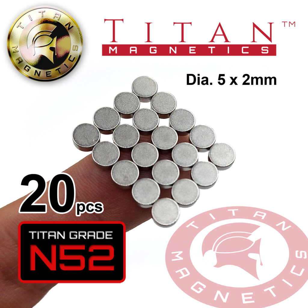 Disc Neodymium Grade N52 Magnets D5x2mm 20pcs