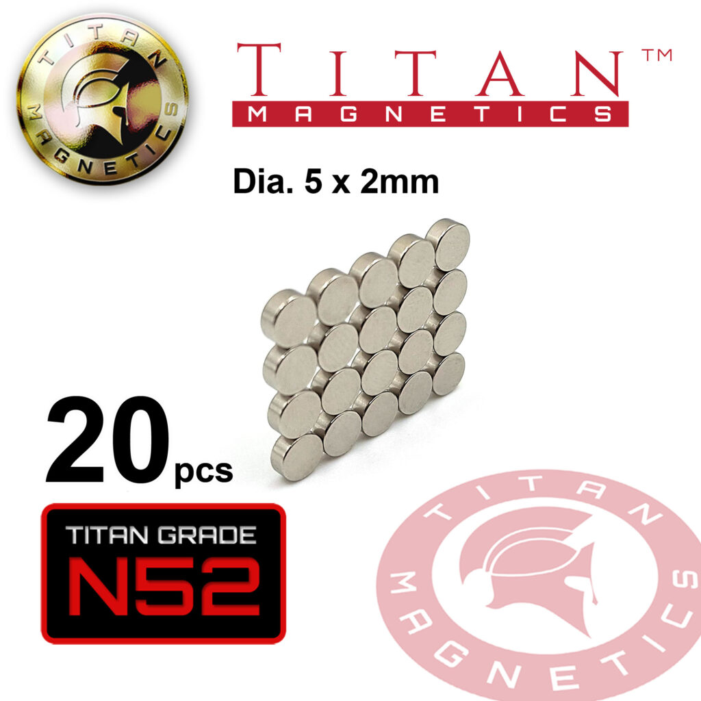 Disc Small Neodymium N52 Magnets D5x2mm 20pcs