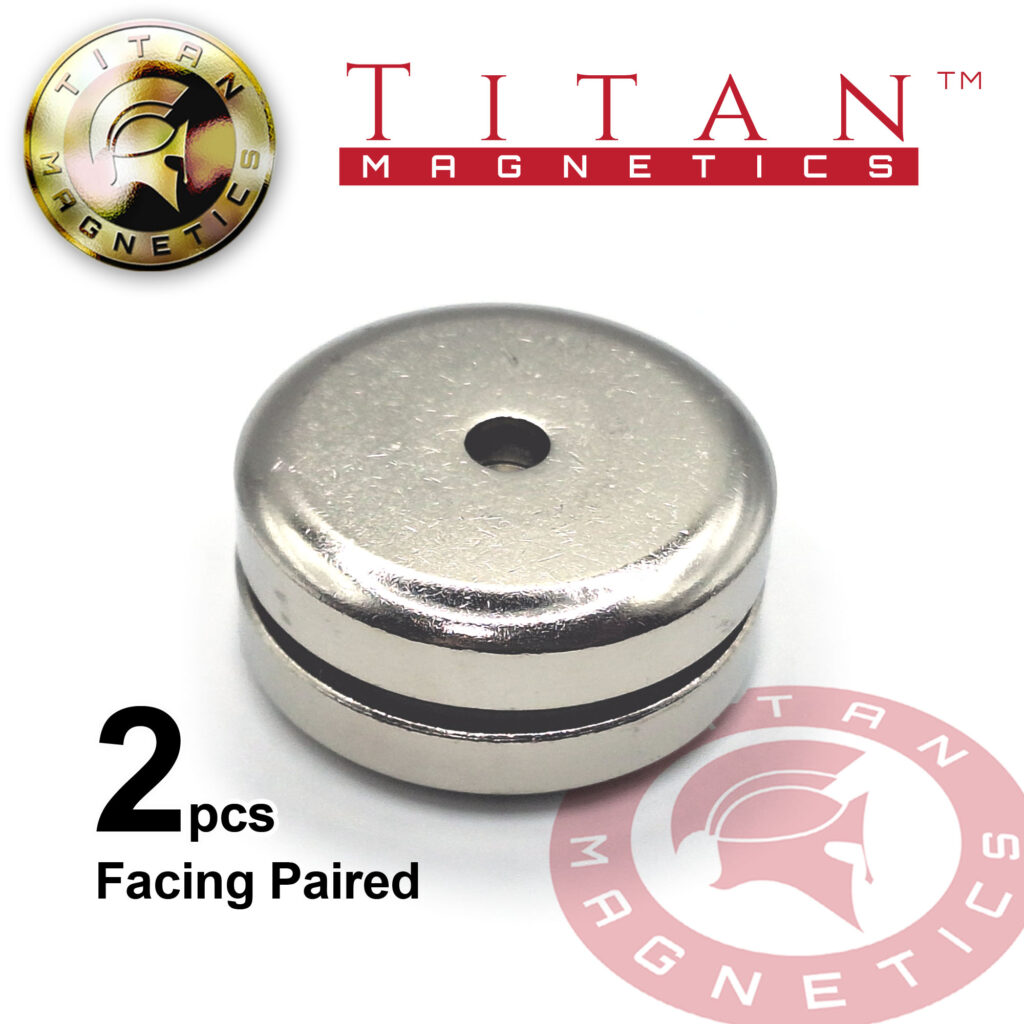 Facing Pair Neodymium Mounting Magnets Countersunk Dia42mm 2pcs