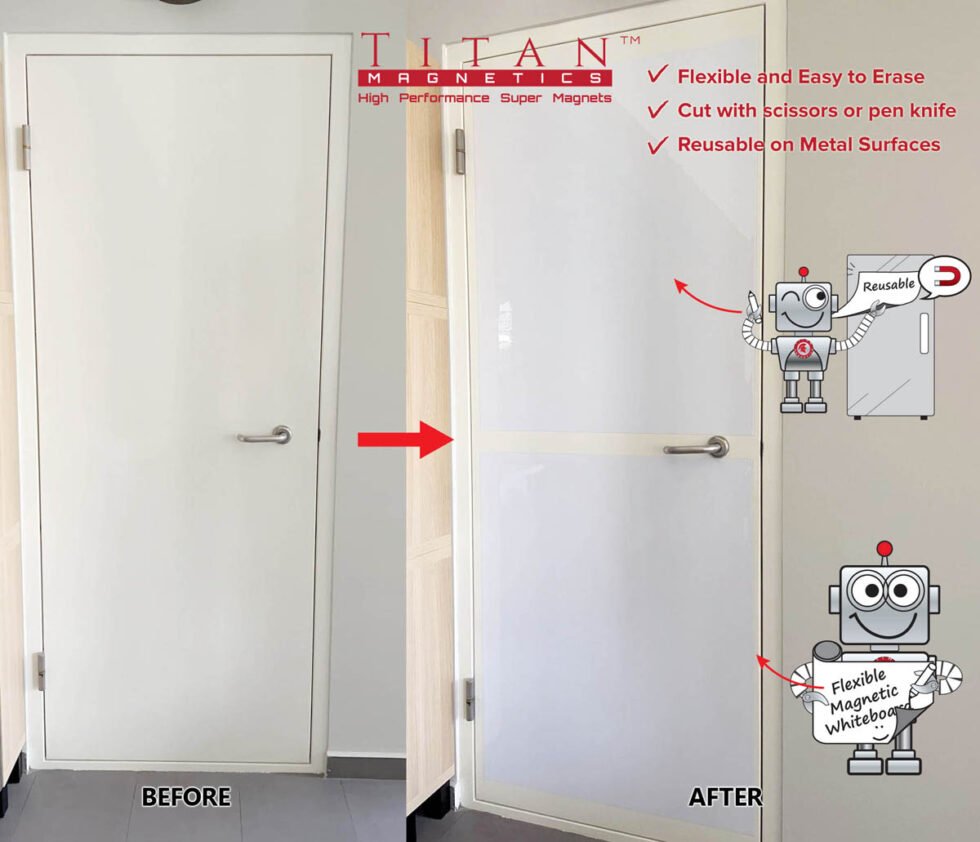 Flexible Whiteboard on Storeroom Metal Door