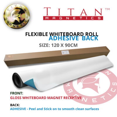 Flexible Magnetic Whiteboard Roll Adhesive Back 120x90cm
