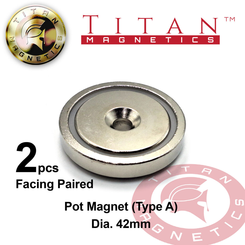 Mounting Neodymium Pot Magnets Type A Dia 42mm Countersunk