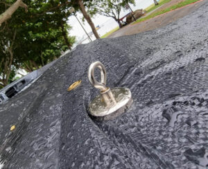 Neodymium Hook Magnets outdoor on van canvas