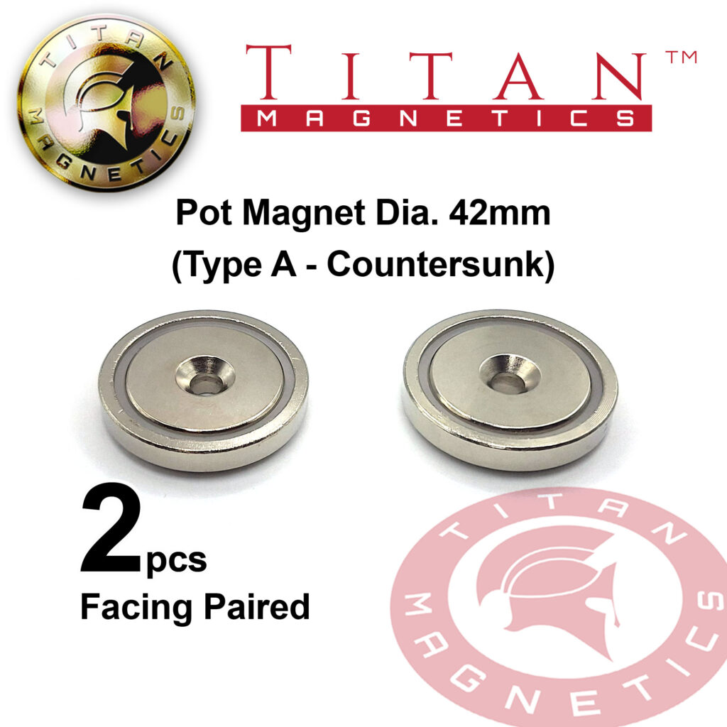 Neodymium Mounting Magnets Countersunk Type A Dia 42mm 2pcs