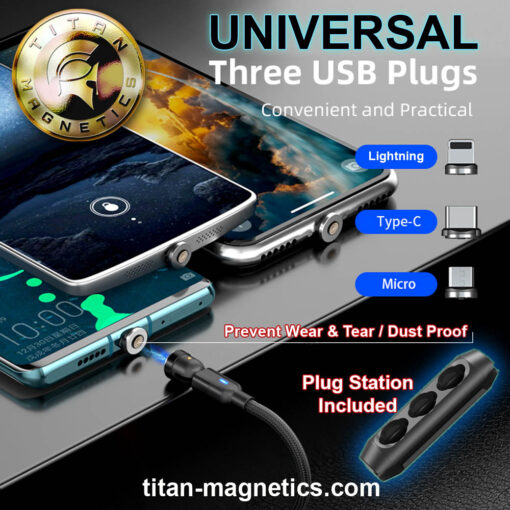 Protective USB Data Charging Cable With Magnetic Dust Plugs