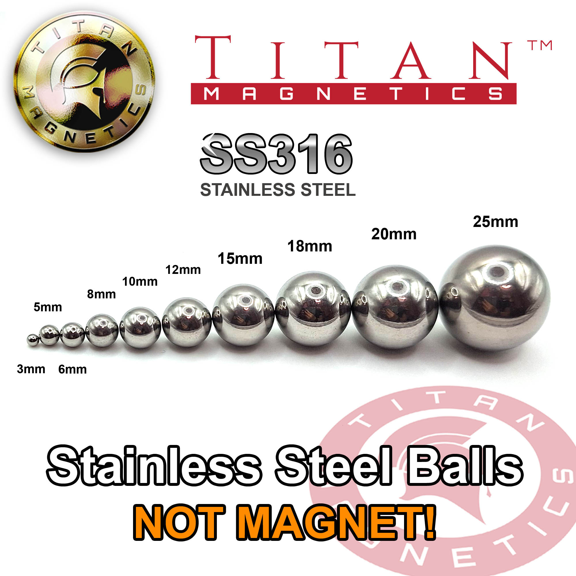 thumbnail image 2 of 304 Stainless Steel Precision Bearing Balls – Diameter 1mm To 100mm, Smooth Solid Balls, Rust & Corrosion Resistant 2 of 2